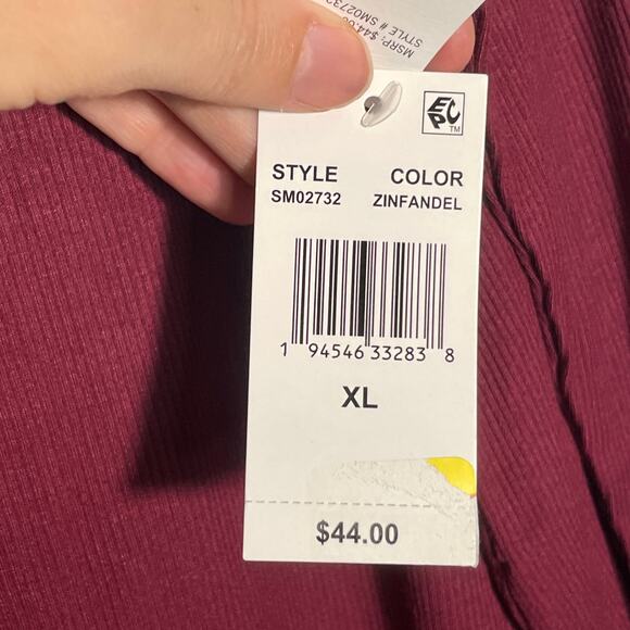 Steve Madden Women's Ribbed Sleep Tee/pants set - Zinfande XL - Picture 8 of 11